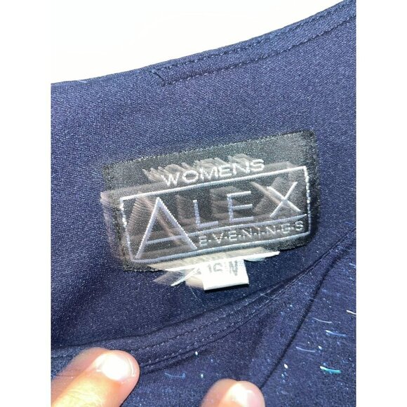 Alex Evenings Navy Blue Sleeveless Sparkle Midi Dress - Size 16 Women - Picture 3 of 7